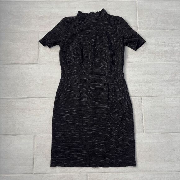 Ann Taylor Dress Sheath Midi Short Sleeve Dark Grey Size 2 Business Casual Work - Picture 1 of 7